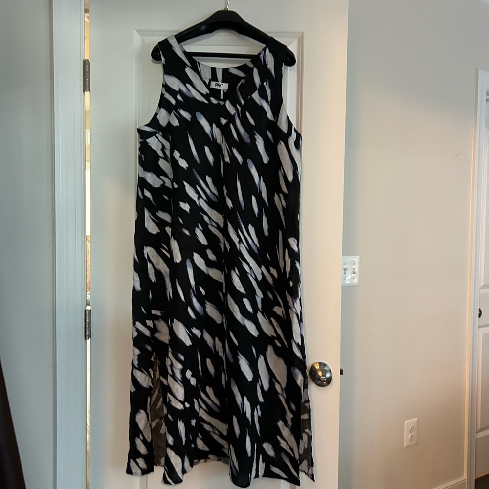 Dkny Black and White Scoop Neck Sundress